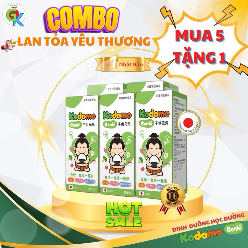 [COMBO 5 lọ tặng + 1 lọ cùng loại] KODOMO GENKI Dinh dưỡng học đường Nhật Bản