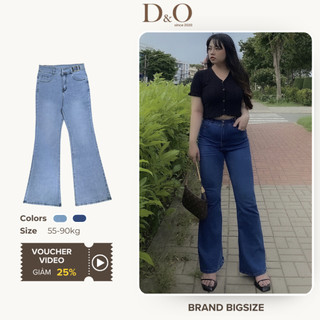 Quần Ống Loe Bigsize 58-85kg Quần Jean Nữ Lưng Cao Trên Rốn 2 Nút Cài Màu Xanh Nhạt 1133/ Đậm 1134 Co Giãn Mạnh