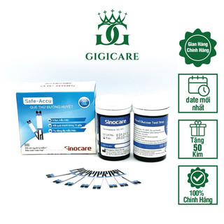Que thử đường huyết Safe_Accu CHÍNH HÃNG Sinocare 50 que thử + 50 kim