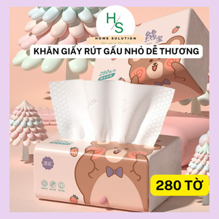 Khăn giấy rút gấu nhỏ manhua 5 lớp siêu dày tiết kiệm