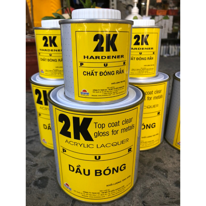 Bộ sơn dầu phủ bóng 2k MOTO KIỀU VÀNG 1kg