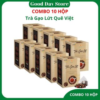COMBO 10 HỘP Trà gạo lứt Quê Việt giúp thanh nhiệt cơ thể, nguyên liệu tự nhiên an toàn - Shop Good Day Store