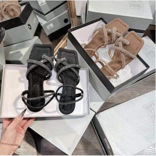 Sandan Nữ xỏ Ngón Dây chéo Mũi Táo cao 1cm