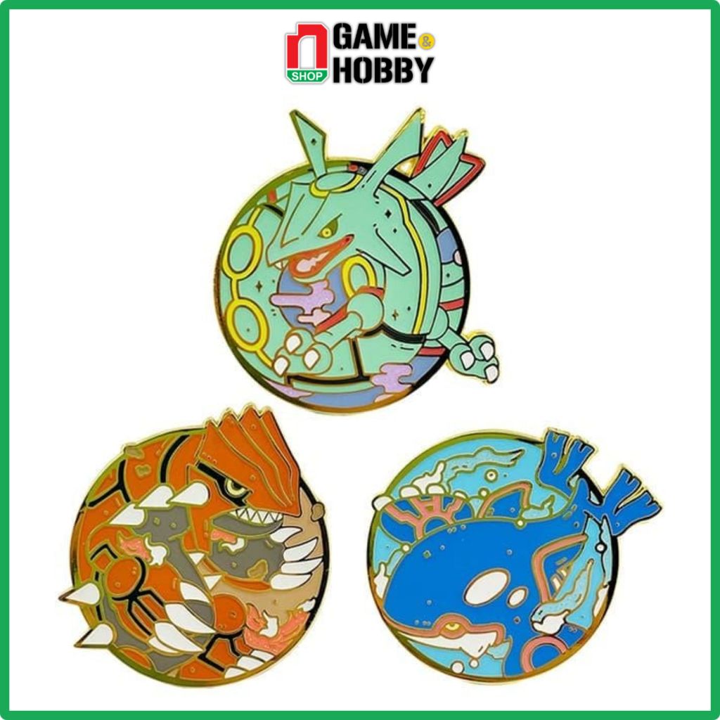 PIN CÀI ÁO HOENN LEGEND POKEMON KYOGRE GROUDON RAYQUAZA