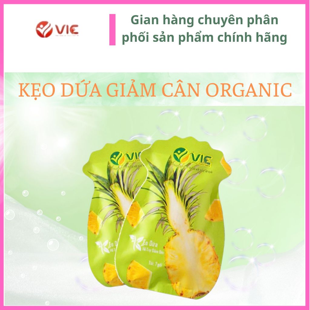 (Chính Hãng) Kẹo Dứa Giảm Cân Vic Organic Túi 7 Viên Giúp Giảm Cân An Toàn Hiệu Quả