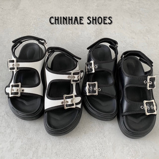 Dép quai hậu sandal quai ngang viền đen tăng chiều cao đế bằng dành cho nữ đi học đi chơi đi làm phong cách Ulzzang