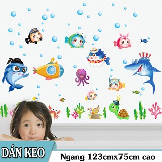 Decal trang trí tường - Cá đại dương hề hước
