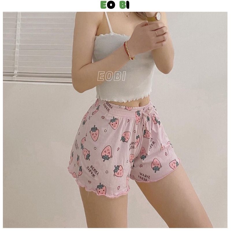 Quần Short thun xòe nhiều hoạ tiết cạp chun, Quần ngủ vải cotton mịn mát co giãn siêu đáng yêu - EOBI | BigBuy360 - bigbuy360.vn