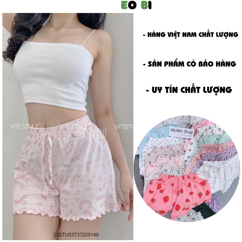 Quần Short thun xòe nhiều hoạ tiết cạp chun, Quần ngủ vải cotton mịn mát co giãn siêu đáng yêu - EOBI | BigBuy360 - bigbuy360.vn