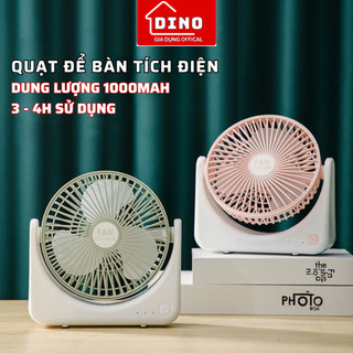 Quạt Tích Điện DINO Để Bàn, Quạt Tích Điện Xoay 270 Độ Pin Sạc 4 Tiếng Sử Dụng Quạt Mini Để Bàn
