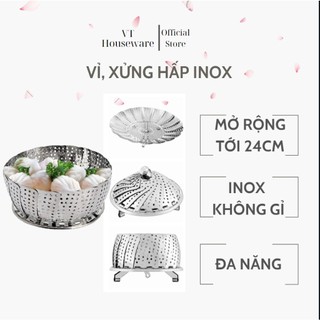 Vỉ hấp inox, xửng hấp có thể điều chỉnh độ mở rộng - Hàng nhập khẩu Nhật Bản