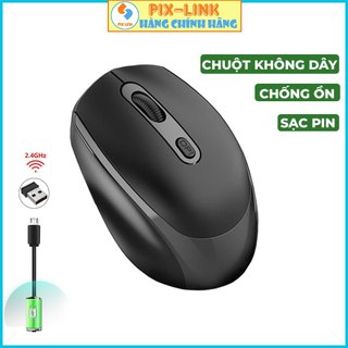 Chuột không dây PIX-LINK P100 wireless 2.4Ghz sạc pin, chống ồn, DPI1600 dùng cho máy tính, laptop, tivi-Hàng chính hãng