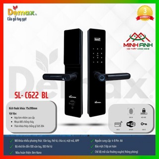 Khoá thông minh demax sl-c622 bl - mở khoá vân tay, mã số, thẻ từ, khoá cơ, app