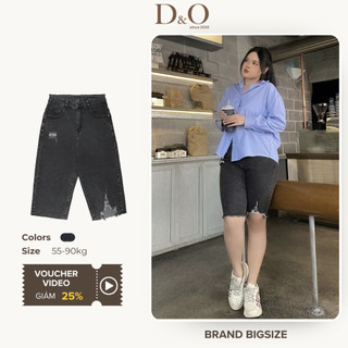 Quần Ngố Nữ Bigsize 58-90kg Quần Lửng Jean Nữ Xám Rách Lai 7006 Lưng Cao Tôn Dáng Co Giãn Mạnh