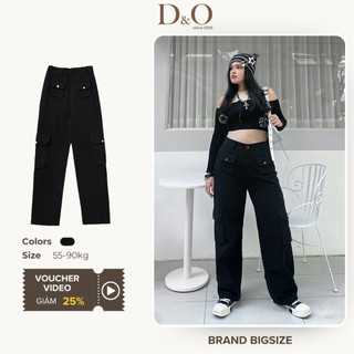 Quần Ống Rộng Bigsize 54-85kg Quần Jean Nữ Lưng Cao Tôn Dáng Quần Ống Suông Rộng Túi Hộp Cá Tính Đen Trơn 1144