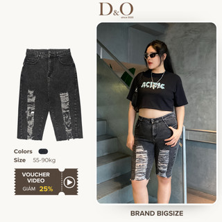 Quần Ngố Nữ Bigsize 58-90kg Quần Lửng Jean Nữ Xám Xước Rách Lưng Siêu Cao Tôn Dáng 7008 Co Giãn Mạnh