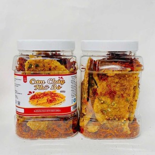 Cơm cháy lắc khô bò hũ vuông 500gram - giòn ngon đậm vị