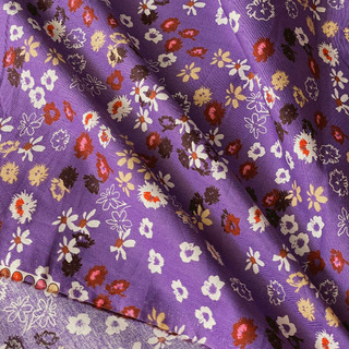 Vải thô hàn 100% cotton hoa nhí nền tím, khổ 1m45