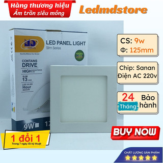 Đèn LED âm trần siêu mỏng vuông 9W lỗ khoét 125mm, bền, chất lượng, bảo hành 24 tháng
