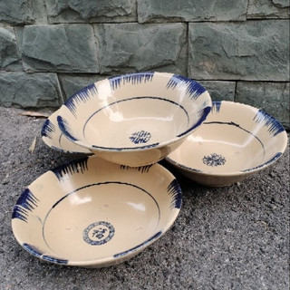 Tô Gốm Phết Xanh Kiểu Nam Bộ Xưa (Size Nhỏ 17*5cm) Đồng mẫu chén bánh bèo xưa.