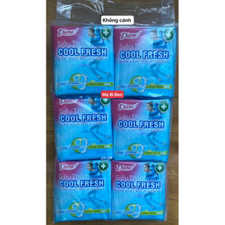 [KHÔNG CÁNH] Lốc 6 gói Băng Vệ Sinh Diana siêu thấm COOL FRESH không cánh 8 miếng - hàng chính hãng