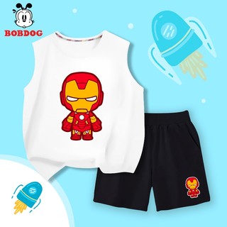 ĐỒ BỘ ÁO BA LỖ BOBDOG 2024, set quần da cá áo ba lỗ cotton in hình người sắt cute -BQ- BDO62 cho bé