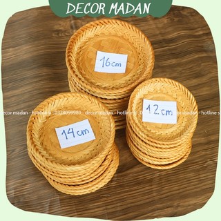 Đĩa tre đựng hạt hướng dương màu hun khói, đĩa tre hun khói đựng đồ ăn vặt - MADAN