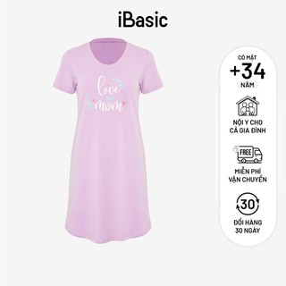 Đầm mặc nhà thun cotton tay ngắn in hình iBasic SW060