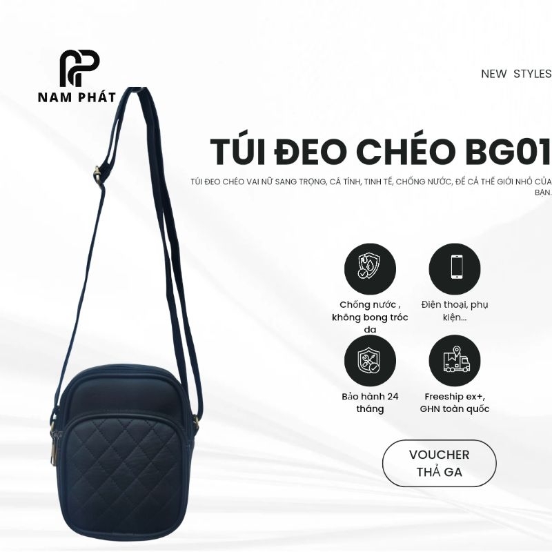 Túi đeo chéo nữ thời trang cao cấp, chống nước, da xịn NP01