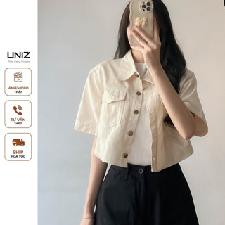  Áo sơ mi kaki tay ngắn dáng croptop UNIZ Smkakicrt3079 