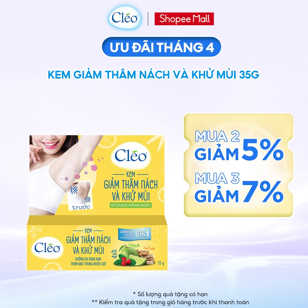 Kem giảm thâm nách và khử mùi Cléo 35g dưỡng da sáng mịn 6 trong 1