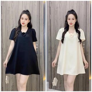  Váy Suông Cổ V Chất Linen Xước Kèm Hoa ( Rời) [D80] Kho Sỉ Bảo Ngọc 