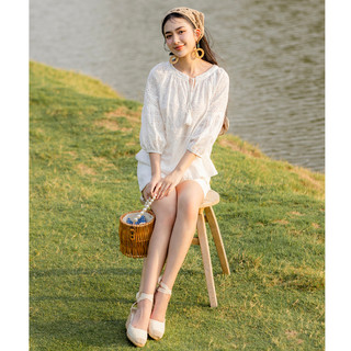 Giày cói Classy đế xuồng đế cói cao 8 CM buộc nơ, đi dạo phố, đi biển [G421]