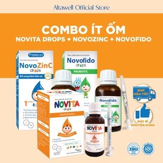Combo Ít Ốm, Tăng Đề Kháng Cho Bé - Kẽm Novozinz, Vitamin Tổng Hợp Novita, Men Vi Sinh Novofido.