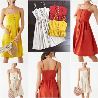 Đầm 2 dây F21 Button-Front Knee-Length Dress
