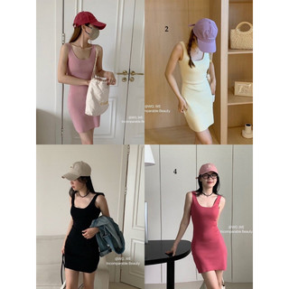 Váy len body hai dây bản to liền vlbhdb