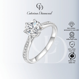 Nhẫn kim cương Moissanite 6 Ly Caterina Diamond simple proposal wedding natural Diamond Ring DR014 - Kiểm định GRA