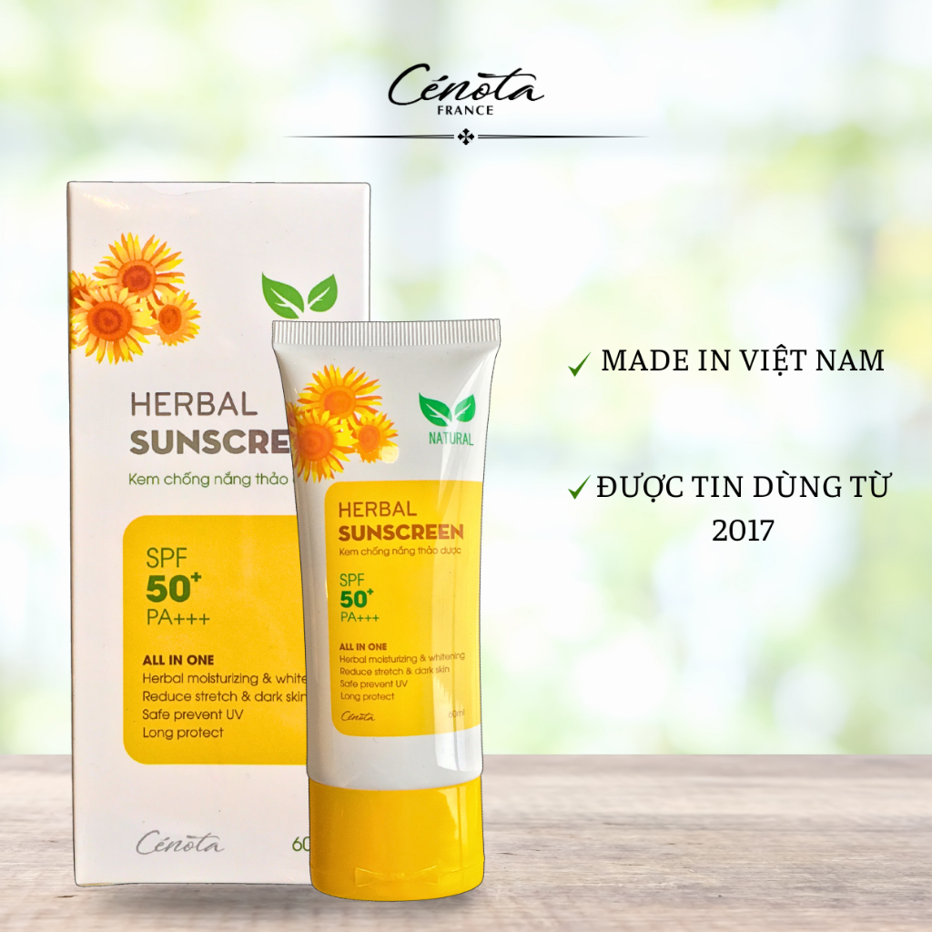 [Hàng Chính Hãng] Kem chống nắng thảo dược Cenota Herbal Sunscreen, KCN cho nam nữ, kem chống nắng cho mặt phù hợp biển