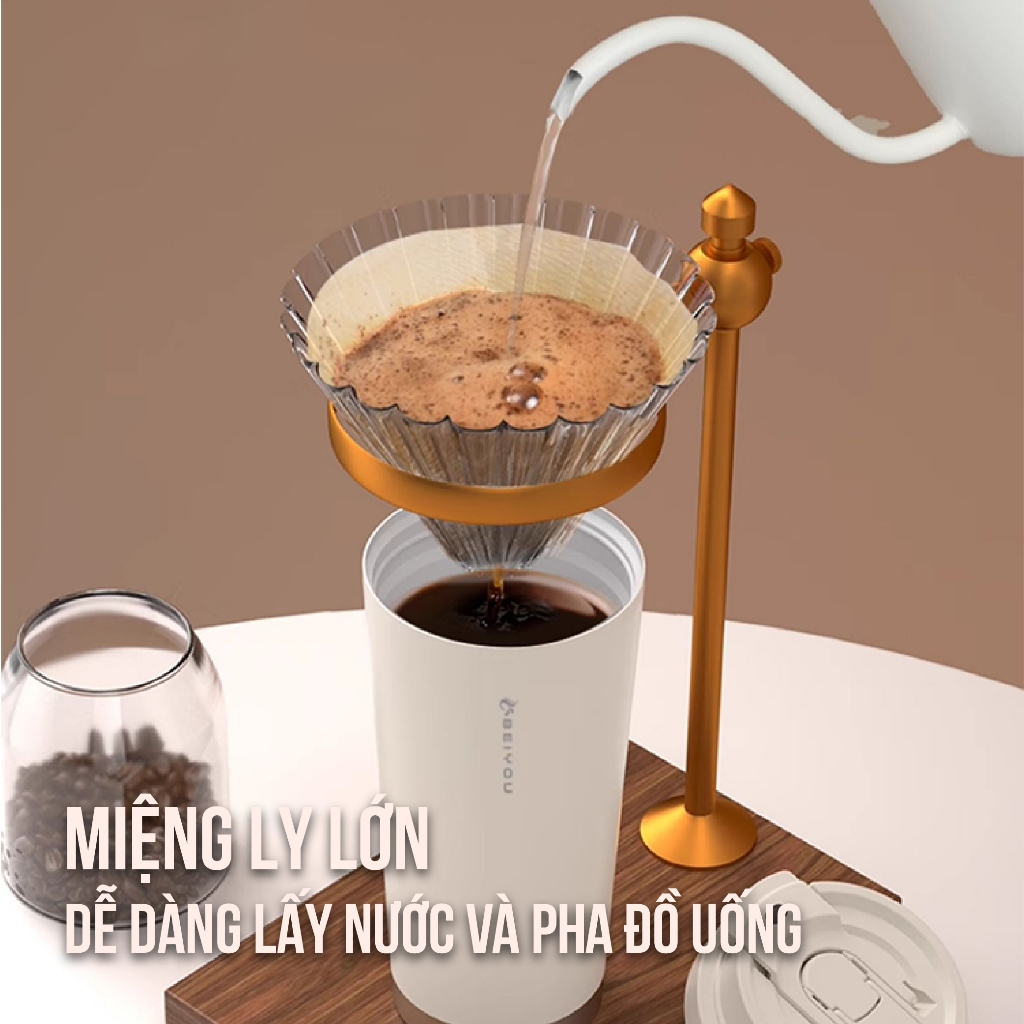 Ly giữ nhiệt tráng sứ cà phê dung tích 530ml, thiết kế mới tối giản, tiện lợi có ống hút | BigBuy360 - bigbuy360.vn