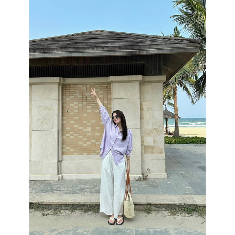 (ẢNH THẬT) Áo sơ mi thô form rộng 1 túi Hàn Quốc color block | BigBuy360 - bigbuy360.vn