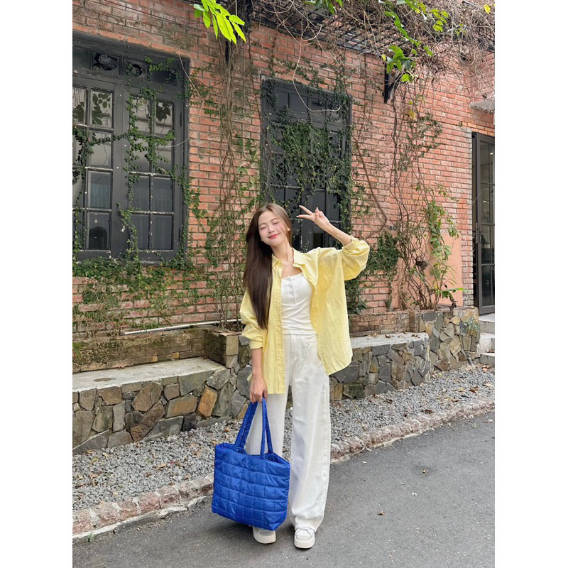 (ẢNH THẬT) Áo sơ mi thô form rộng 1 túi Hàn Quốc color block | BigBuy360 - bigbuy360.vn