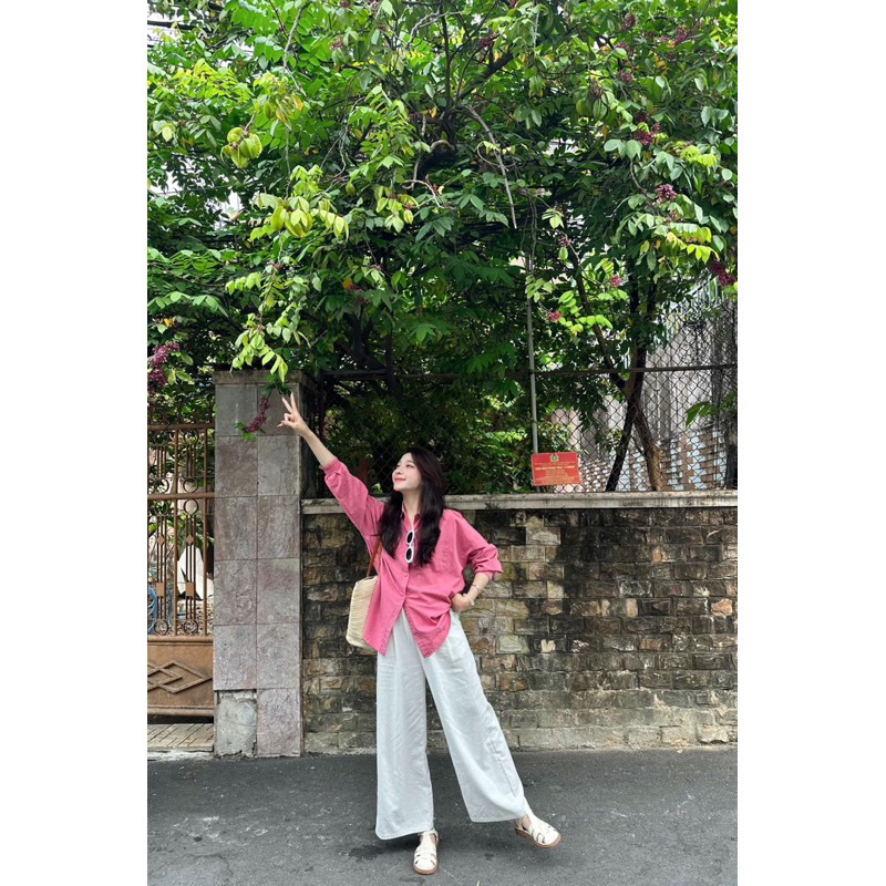 (ẢNH THẬT) Áo sơ mi thô form rộng 1 túi Hàn Quốc color block | BigBuy360 - bigbuy360.vn