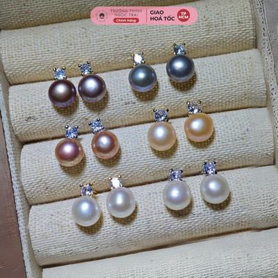 Bông Tai Ngọc Trai Nụ 8ly Sang Trọng, Xinh Xắn, Thời Trang - Ngọc Trai Trường Thịnh