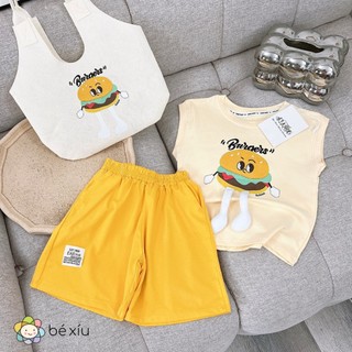  Bộ BURGERS cực đáng yêu cho các bé gồm quần đùi, áo sát nách và túi đi kèm cho bé từ 8-28kg