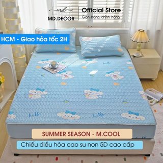 Chiếu điều hoà cao su non Latex 5D MD.DECOR - Bedding bo chun bọc nệm m6 m8 nhiều họa tiết dễ thương