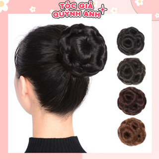 Búi tóc giả trung niên dạng cài, tóc giả búi xoăn cho nữ trung niên quý bà dầy đẹp TQAB01