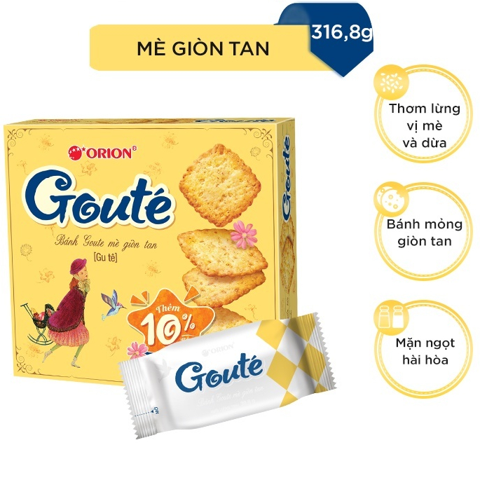 Hộp 8 gói bánh Orion Goute mè giòn tan (316,8G)