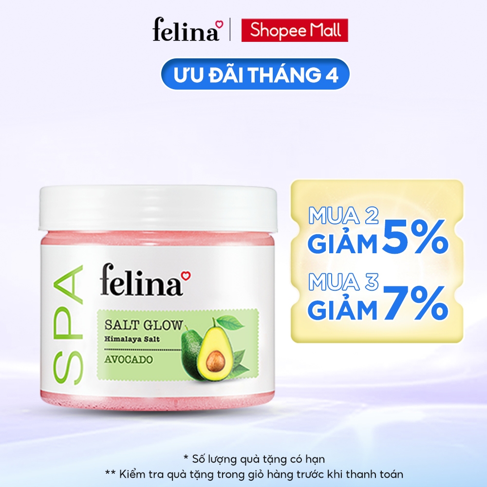 Muối tắm tẩy tế bào chết body Felina Home Spa muối hồng Himalaya 100g/500g cho da căn mướt