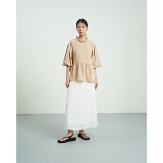 Áo nữ oleson tay lửng phồng màu beige khâu by cq