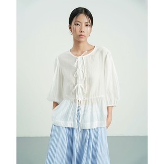 Áo kiểu nữ ammie cổ tròn tay lửng khâu by cq